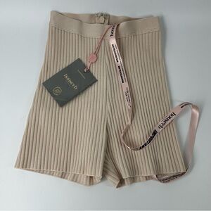 House of CB Ribbed Cream High Waist Shorts